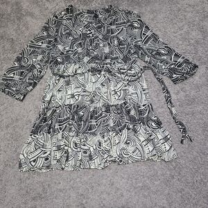 Essentials by Milano Black and White Abstract Dress